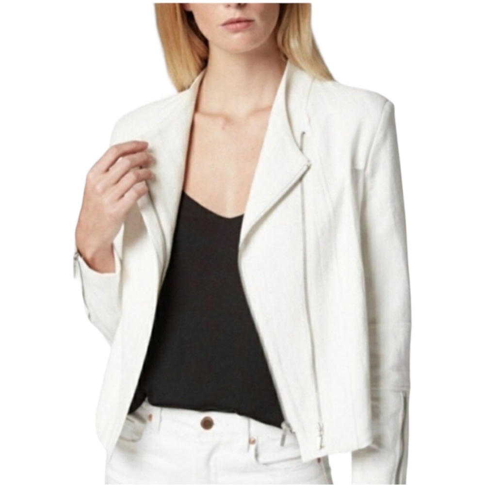 Blank NYC So Icy Cream Asymmetrical Moto Jacket